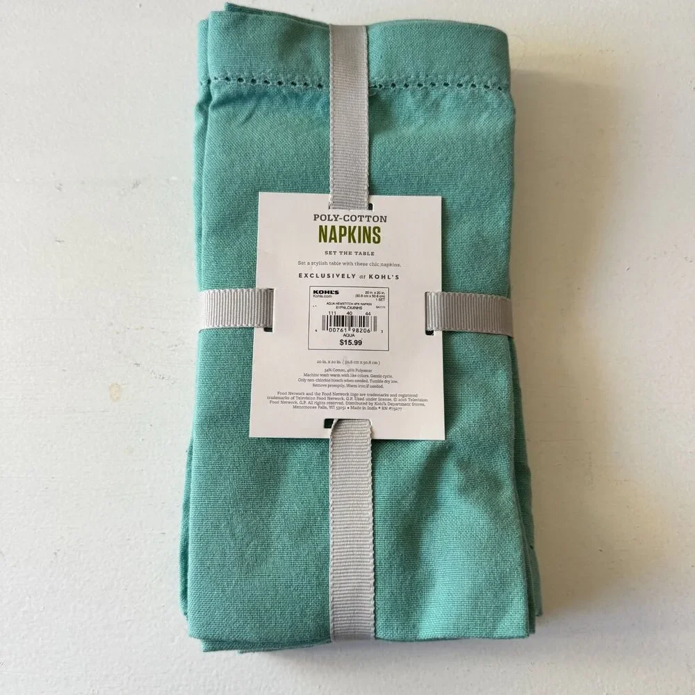 Food Network Napkins Fabric Dinner Set of 4 Woven Blue 20x20